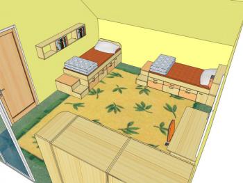 Dětský pokoj z lamina č.105 podkrovní pokoj na míru pro holky