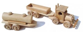 DŘEVĚNÝ Tahač s 2 ks přívěsu I. TIR 80